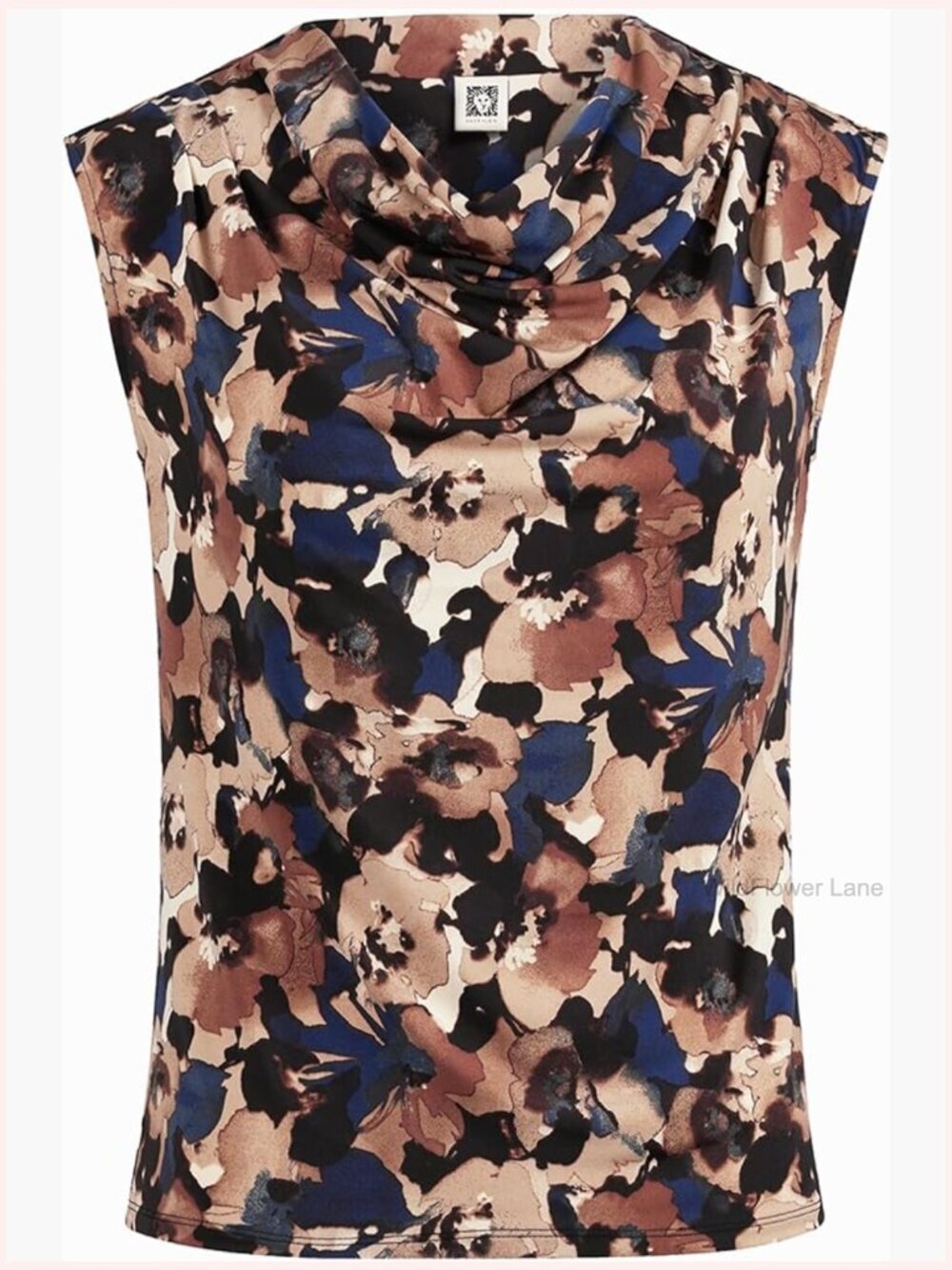 Cap Sleeve Cowl-Neck Printed Jersey Top - Women's T-Shirt